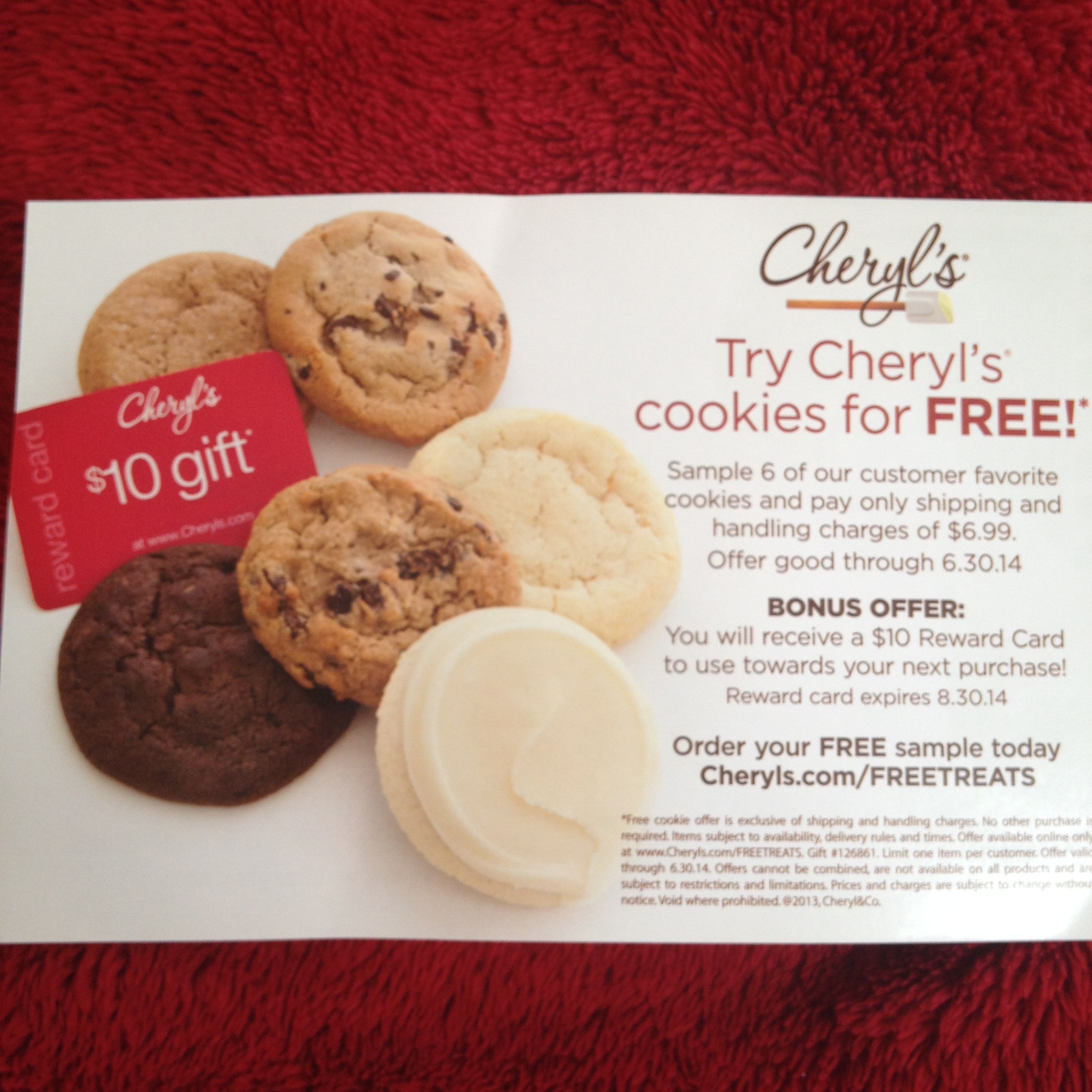Cheryl's Cookies 6 Free + 10 Reward Card! Mommies with Cents